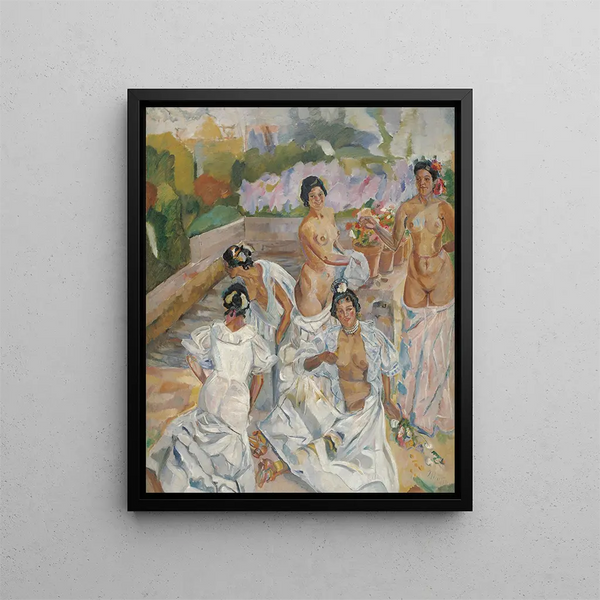 The Bath of Seville - Francisco Iturrino — framed artwork on a wall