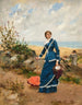 Carmen Miralles in a blue dress - Francisco Miralles y Galup — artwork view