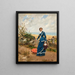 Carmen Miralles in a blue dress - Francisco Miralles y Galup — framed artwork on a wall
