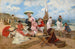 Elegant women on the beach with a dog - Francisco Miralles y Galup — artwork view