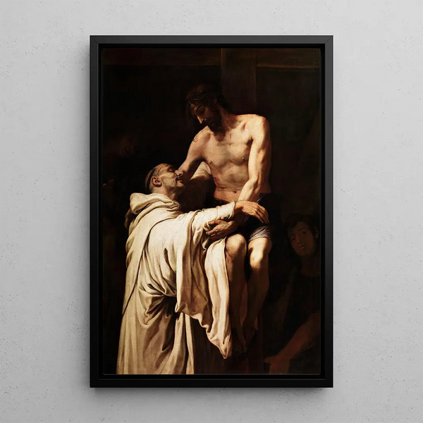Saint Bernard embracing Christ - Francisco Ribalta — framed artwork on a wall