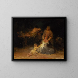 Acte de violence contre deux femmes - Francisco de Goya — framed artwork on a wall