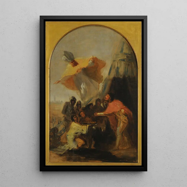 Apparition de Saint Isidore au Roi Ferdinand le Saint devant les murs de Séville - Francisco de Goya — framed artwork on a wall