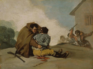 The brother Pedro ties El Maragato with a rope - Francisco de Goya — artwork view