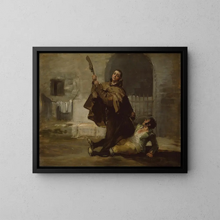 The brother Pedro strikes El Maragato with the rifle butt - Francisco de Goya — framed artwork on a wall