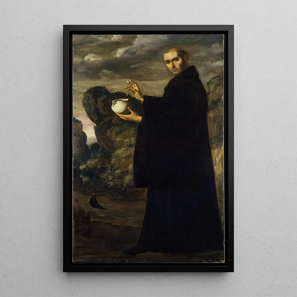Saint Benoît - Francisco de Zurbarán — framed artwork on a wall