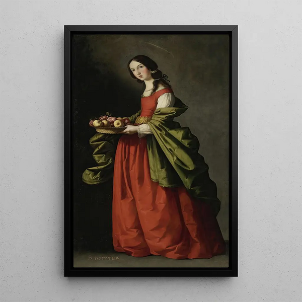 Sainte Dorothée - Francisco de Zurbarán — framed artwork on a wall