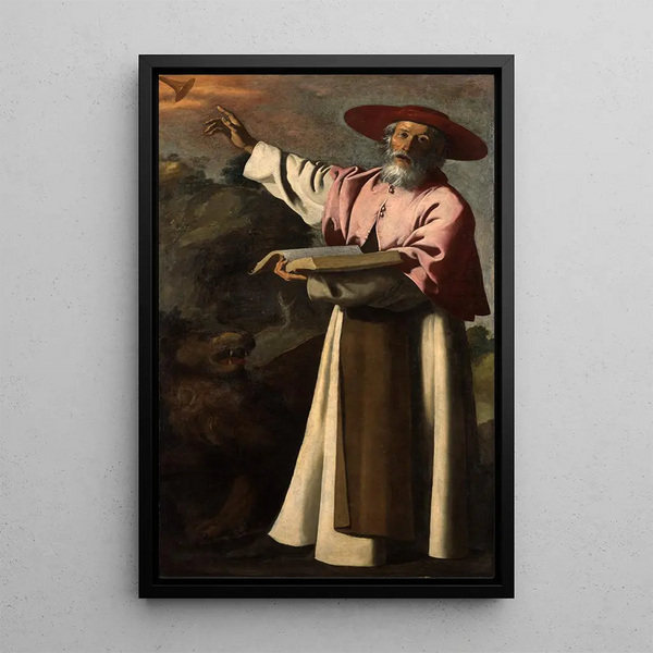 Saint Jerome - Francisco de Zurbarán — framed artwork on a wall