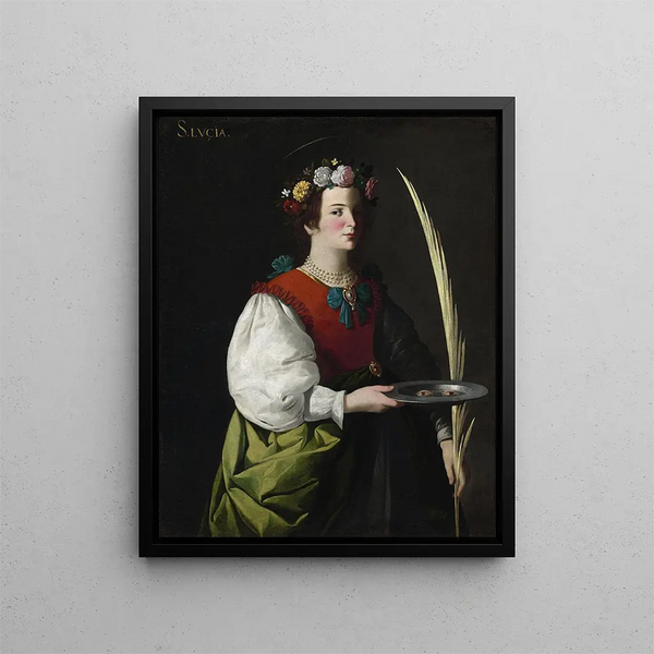 Saint Lucy - Francisco de Zurbarán — framed artwork on a wall
