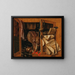 a Trompe-l'œil still life painting of a cupboard with books, gilded vases, a hunting horn, and drawings - Franciscus Gijsbrechts — framed artwork on a wall