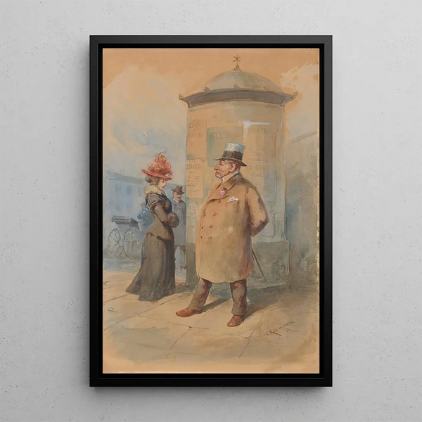 Under the notice board - Franciszek Kostrzewski — framed artwork on a wall