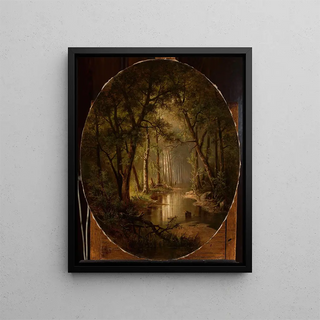 Stream in the forest - Franciszek Rukiewicz — framed artwork on a wall