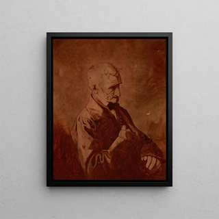Portrait of the artist's father - Franciszek Tepa — framed artwork on a wall