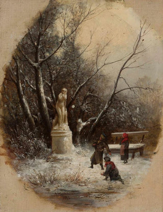 Franciszek Wastkowski - In the Saxon Garden children at a statue.webp