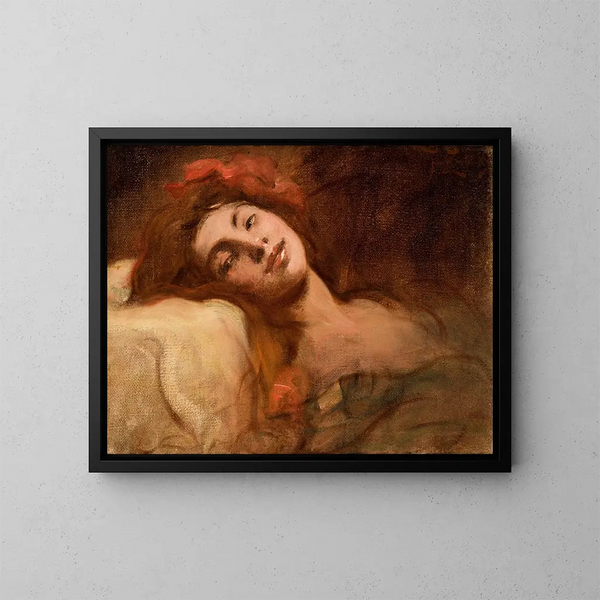 Study of a Woman's Head - Franciszek Żmurko — framed artwork on a wall