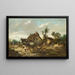 Autumn Landscape Painting with Cottage - Franck Brissot — framed artwork on a wall