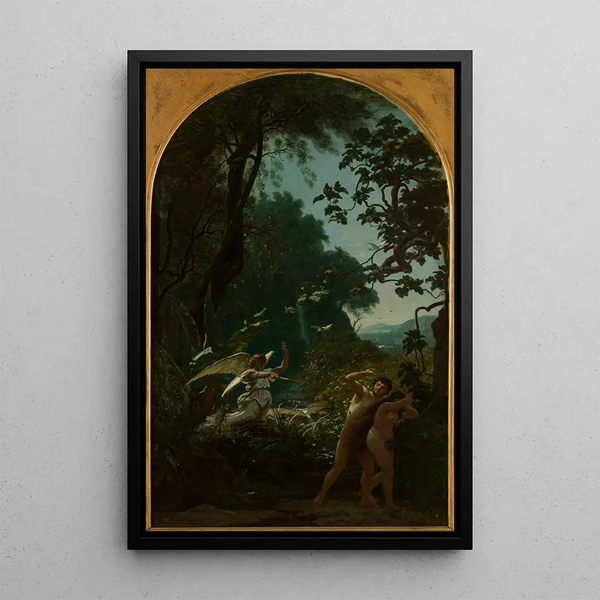 Adam and Eve expelled from paradise - François-Louis Français — framed artwork on a wall
