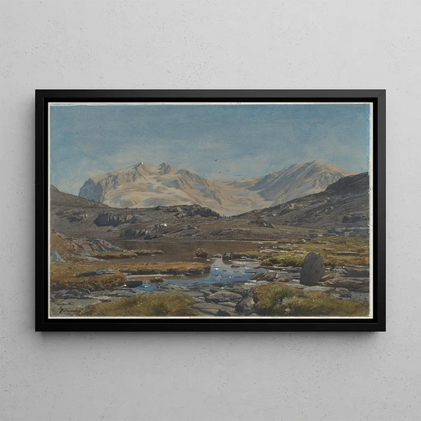 Mountain Landscape Painting - François-Louis Français — framed artwork on a wall
