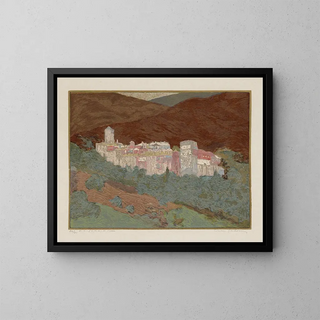 Athos, the Valopédie Monastery - François-Louis Schmied — framed artwork on a wall