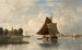 Dutch River Landscape with Sailboats - François Carlebur de Dordrecht — artwork view