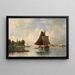 Dutch River Landscape with Sailboats - François Carlebur de Dordrecht — framed artwork on a wall