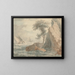 Boats near a rocky coast - François Vivares — framed artwork on a wall