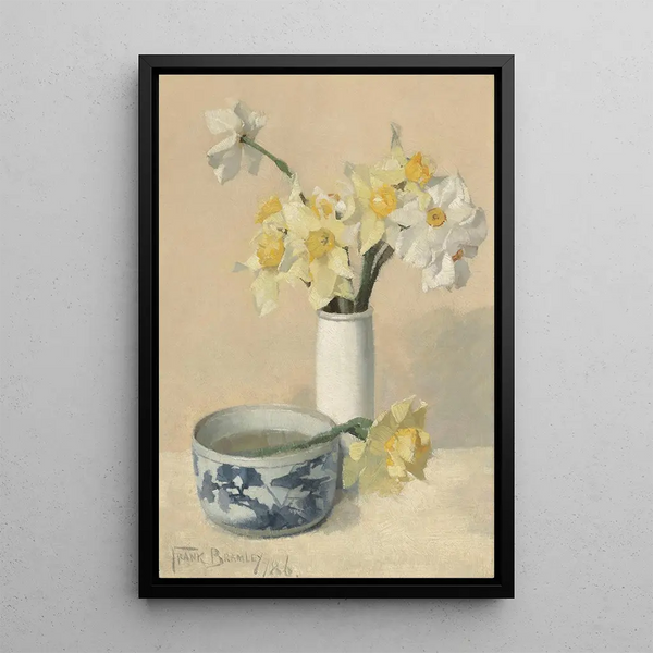 Jonquils and Narcissi - Frank Bramley — framed artwork on a wall