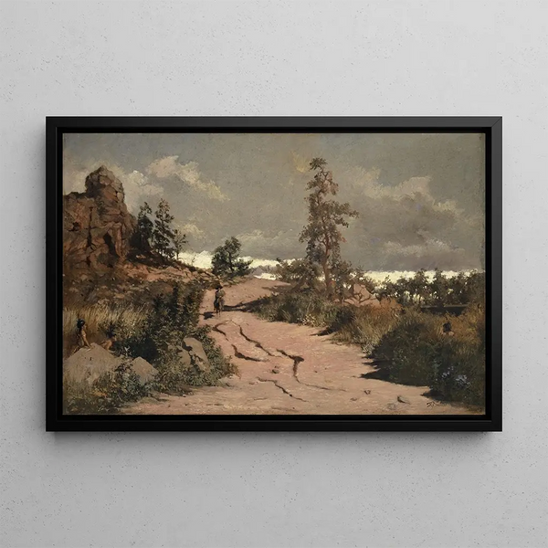 Native Americans in ambush, the lone rider - Frank Buchser — framed artwork on a wall