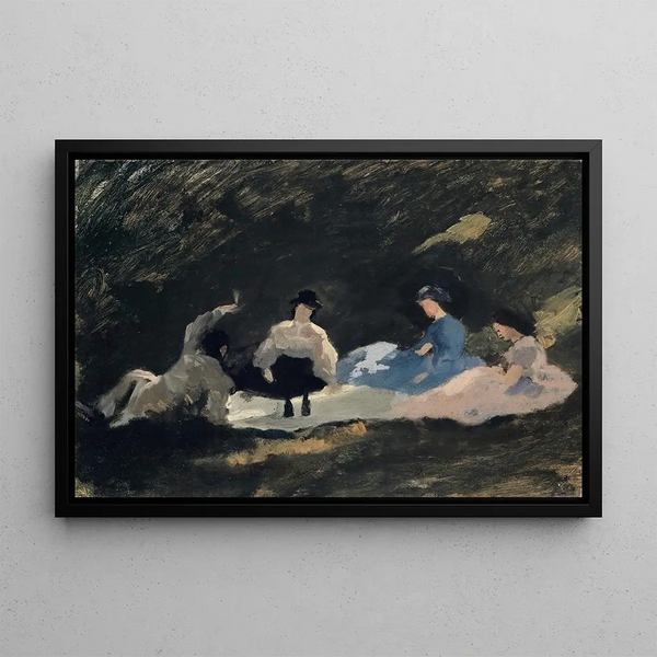 Breakfast by the Edge of a Forest - Frank Buchser — framed artwork on a wall