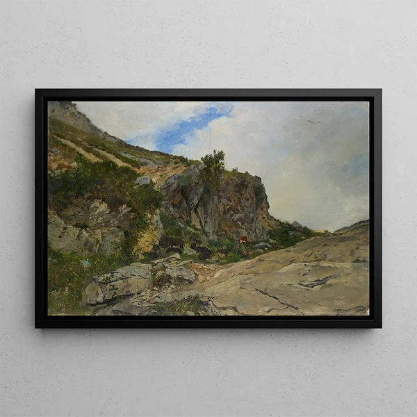 Herd in the Alps - Frank Buchser — framed artwork on a wall