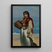 Young girl with basket on the beach The Mourning of Ireland - Frank Buchser — framed artwork on a wall