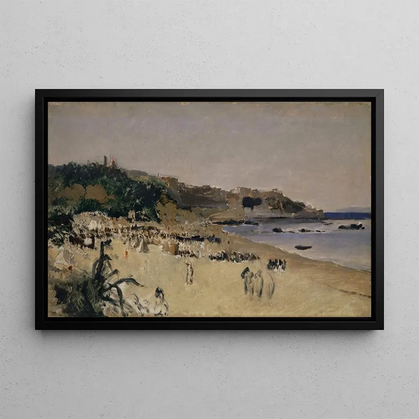 On the Beach in Tangier - Frank Buchser — framed artwork on a wall