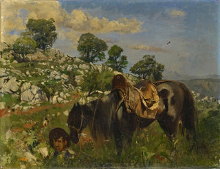 Cavalier dans les hautes herbes - Frank Buchser — artwork view