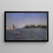 River landscape painting, Native Americans fishing - Frank Buchser — framed artwork on a wall