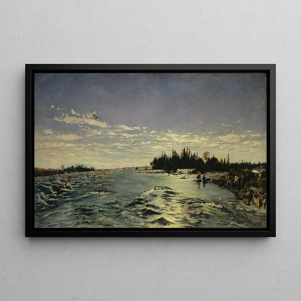 Les rapides de la rivière Saint Marys - Frank Buchser — framed artwork on a wall