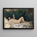 Young woman lying on a bed and reading - Frank Buchser — framed artwork on a wall