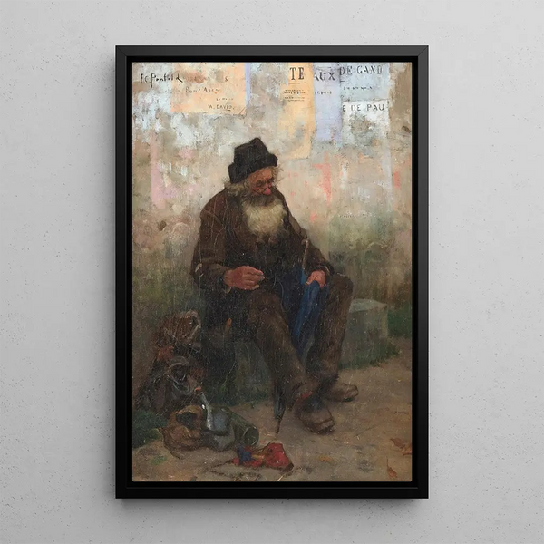 The Old Beggar - Frank C Penfold — framed artwork on a wall