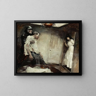 What happened here - Frank Earle Schoonover — framed artwork on a wall