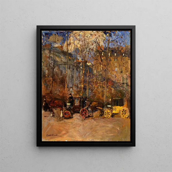 Les taxis - Frank Edwin Scott — framed artwork on a wall