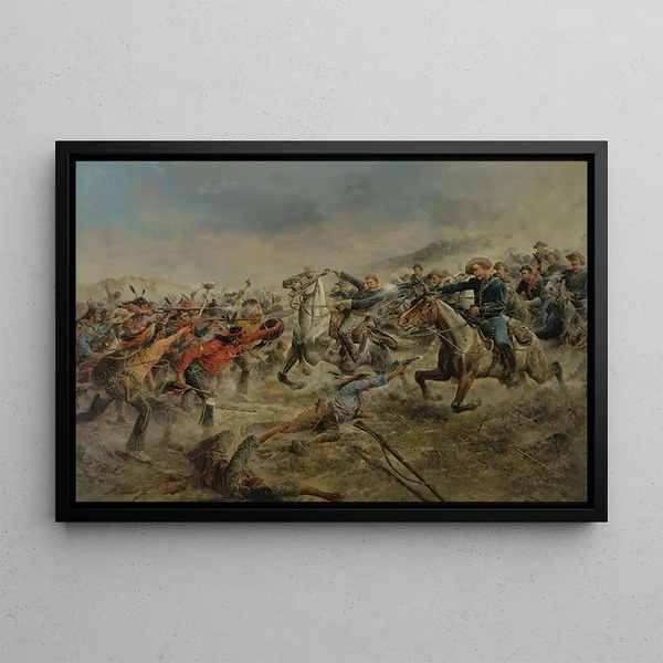 Charge de la septième cavalerie - Frank Feller — framed artwork on a wall