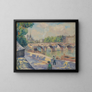 Démolition du pont de la Tournelle - Frank Milton Armington — framed artwork on a wall