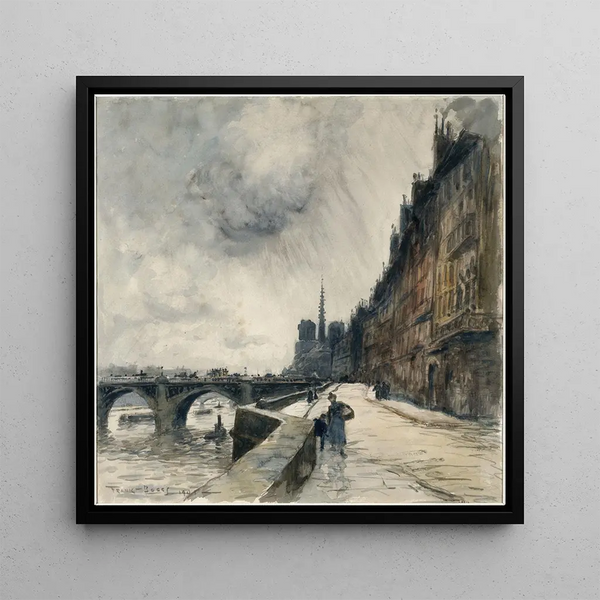 Quai de Béthune et pont de la Tournelle - Frank Myers Boggs — framed artwork on a wall