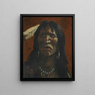 Head of an Apache - Frank Paul Sauerwein — framed artwork on a wall