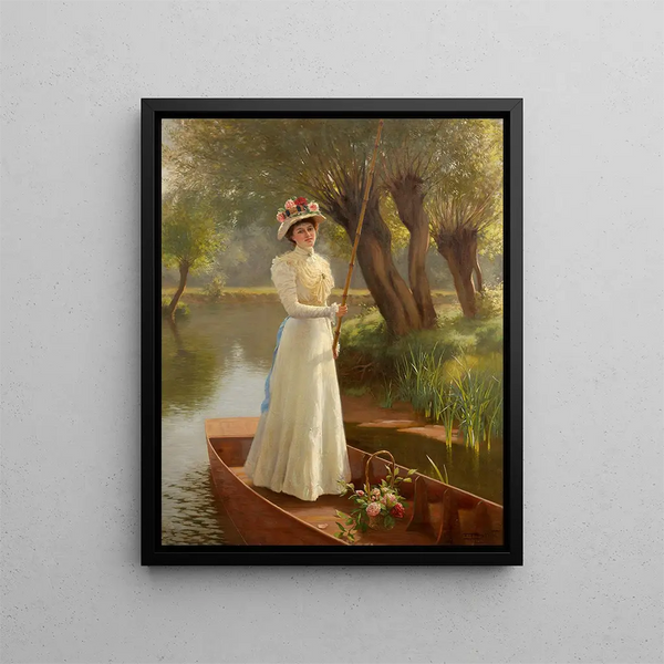Promenade en barque sur la Tamise - Frank Percy Wild — framed artwork on a wall