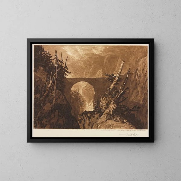 Pont des petits diables - Frank Short — framed artwork on a wall