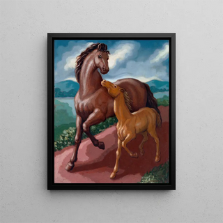 Foal and Foal - Frank Stamato — framed artwork on a wall