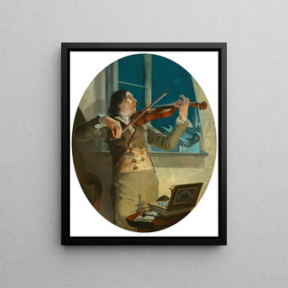 L'air joyeux et le cœur triste The Virtuoso - Frank Xavier Leyendecker — framed artwork on a wall