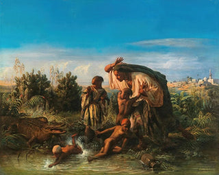 Scene on the Nile: a family is attacked by a crocodile - François-Auguste Biard — artwork view