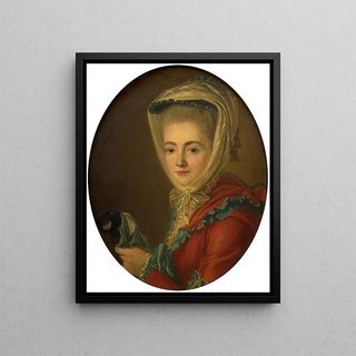 Portrait painting presumed of Henriette Caudron, the artist's wife - François-Bruno Deshays de Colleville — framed artwork on a wall