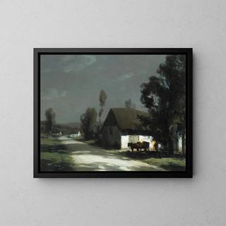 a village path in moonlight - François-Charles Cachoud — framed artwork on a wall